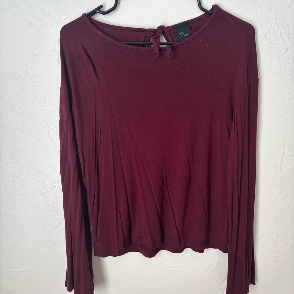La Femme Women's Burgundy Long Sleeve Top